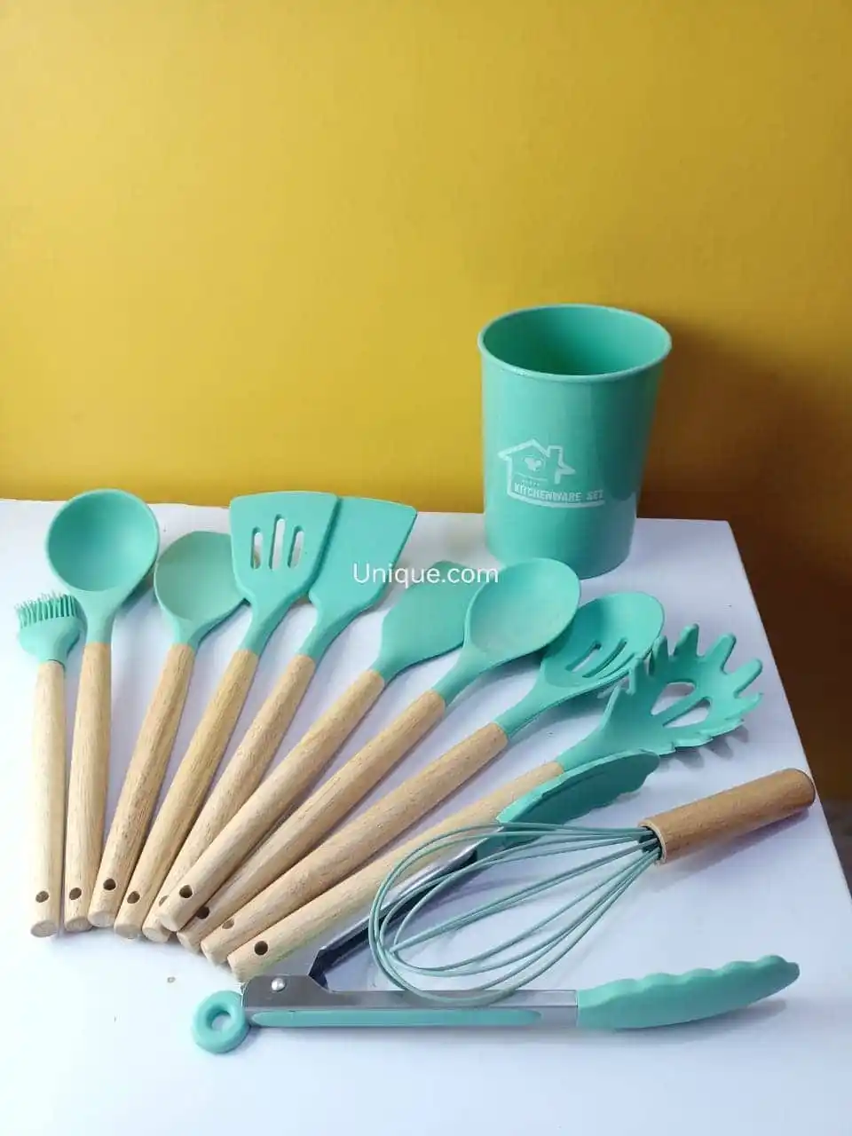 12pcs Wooden Silicone Kitchen Utensil Nonstick S