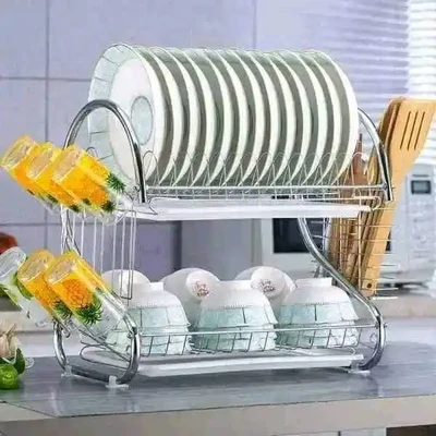 2 layer Dish Drainer Rack Stainless Steal